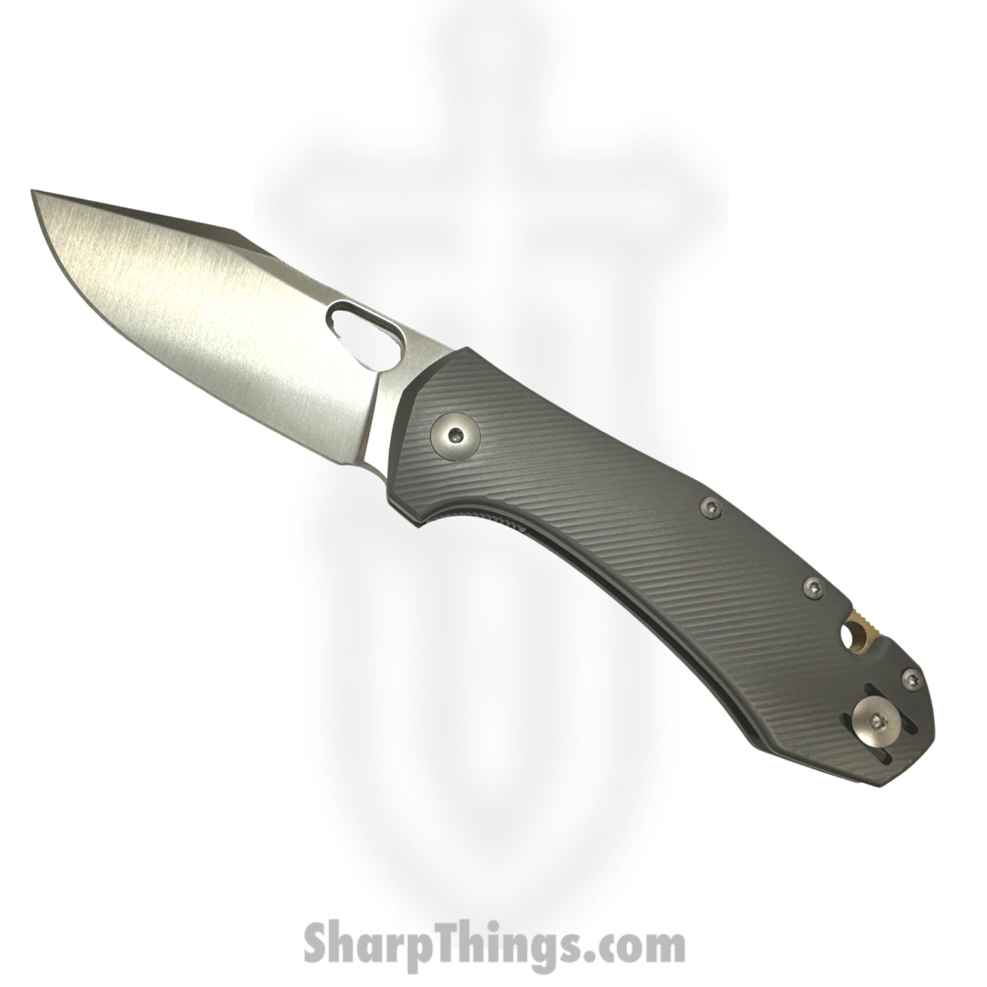 GiantMouse - ATELIER-TITANIUM - Ace Atelier Knife - Folding Knife - Elmax Satin Clip Point - Titanium - Grey