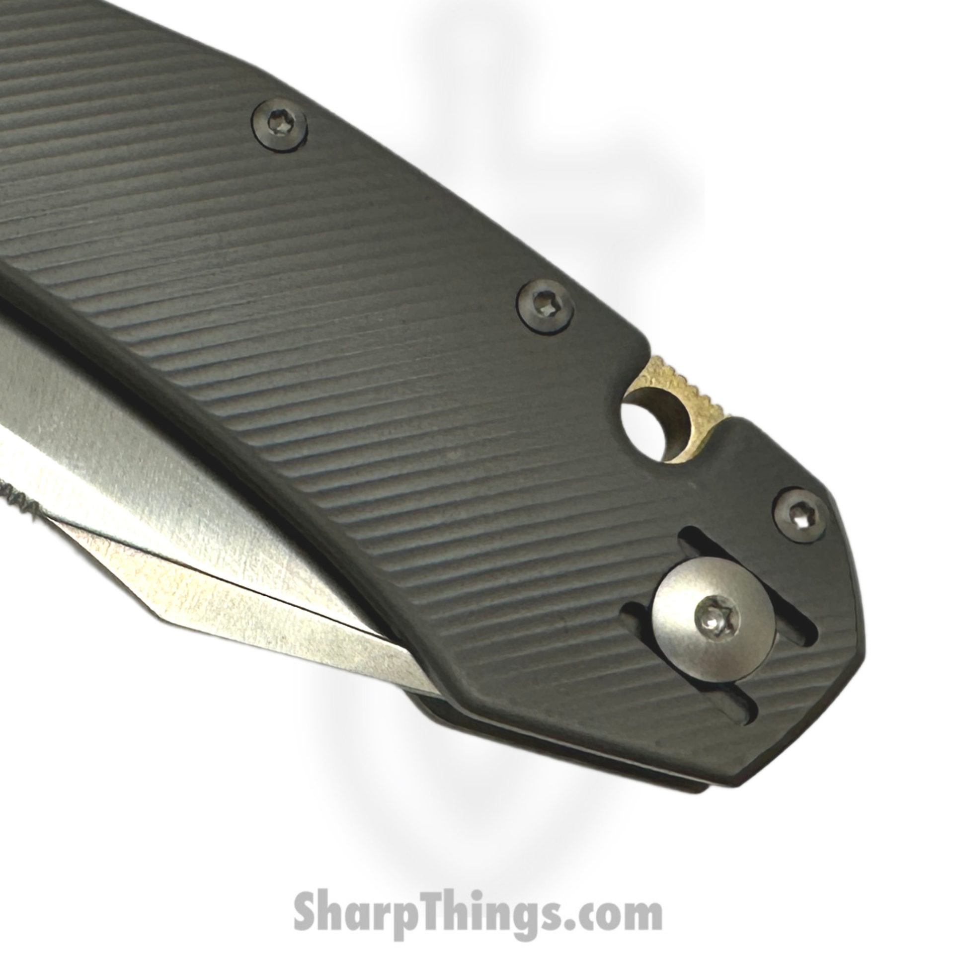 GiantMouse - ATELIER-TITANIUM - Ace Atelier Knife - Folding Knife - Elmax Satin Clip Point - Titanium - Grey - Image 3
