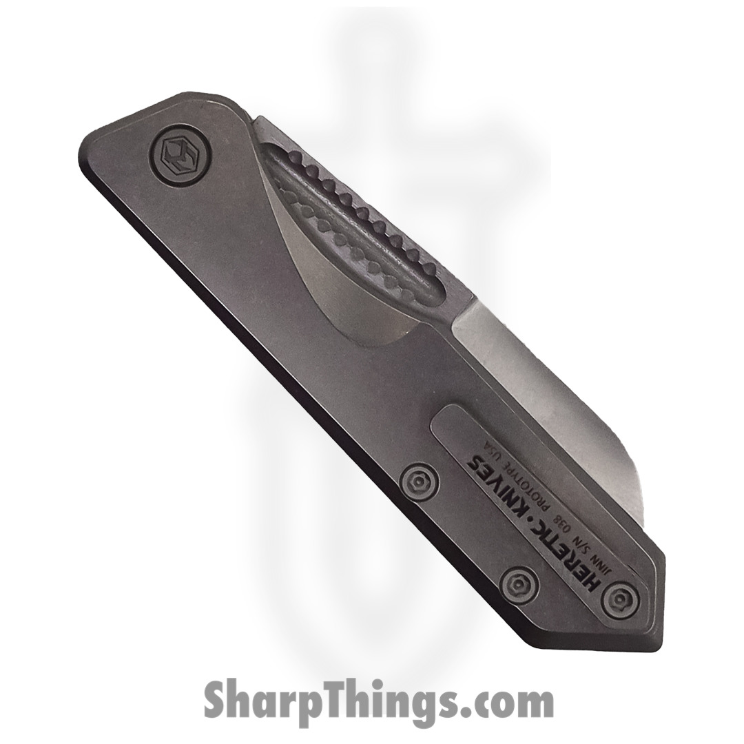 Heretic Knives - HKJNPRO323 - Custom Jinn Slip Joint Prototype - Magnacut Reverse Tanto - Tumbled Ti Scales - Image 5