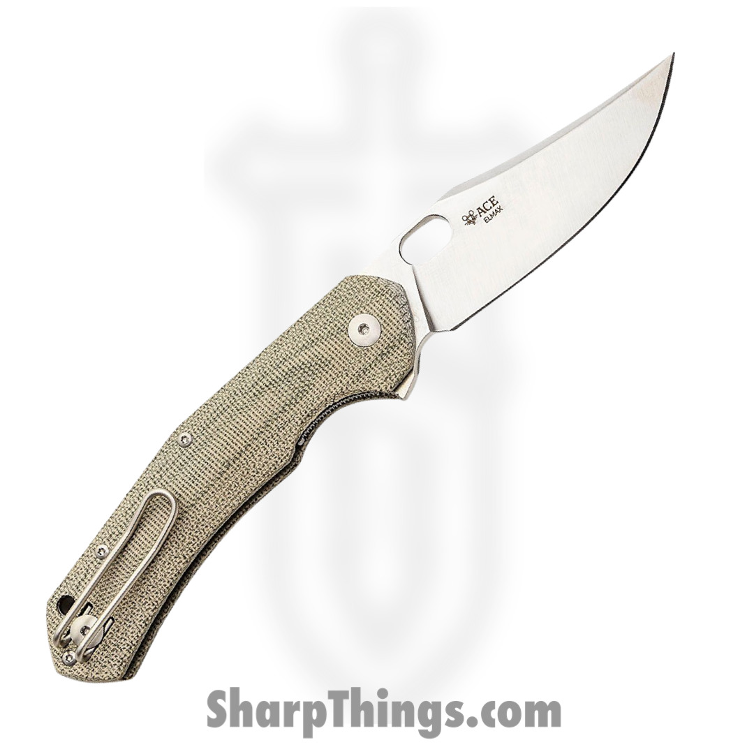 GiantMouse - JUTLAND-GRN-CANVAS - Ace Jutland - Folding Knife - Elmax Satin Clip Point - Micarta - Green - Image 2