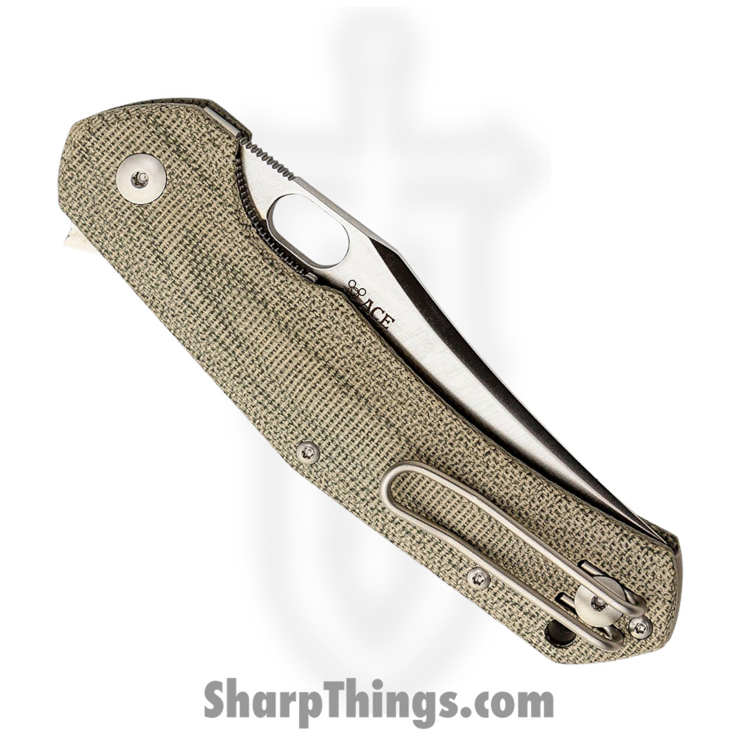 GiantMouse - JUTLAND-GRN-CANVAS - Ace Jutland - Folding Knife - Elmax Satin Clip Point - Micarta - Green - Image 4