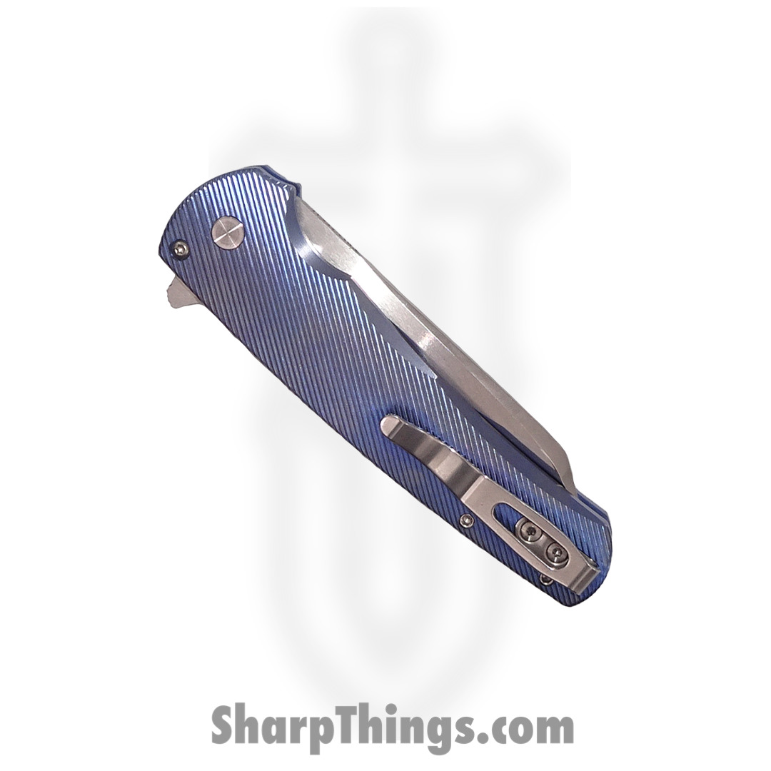 ProTech - Malibu 2023.003 - Ti. Custom Malibu - Folding Knife - 154CM Polished Reverse Tanto - Titanium - Blue - Image 3
