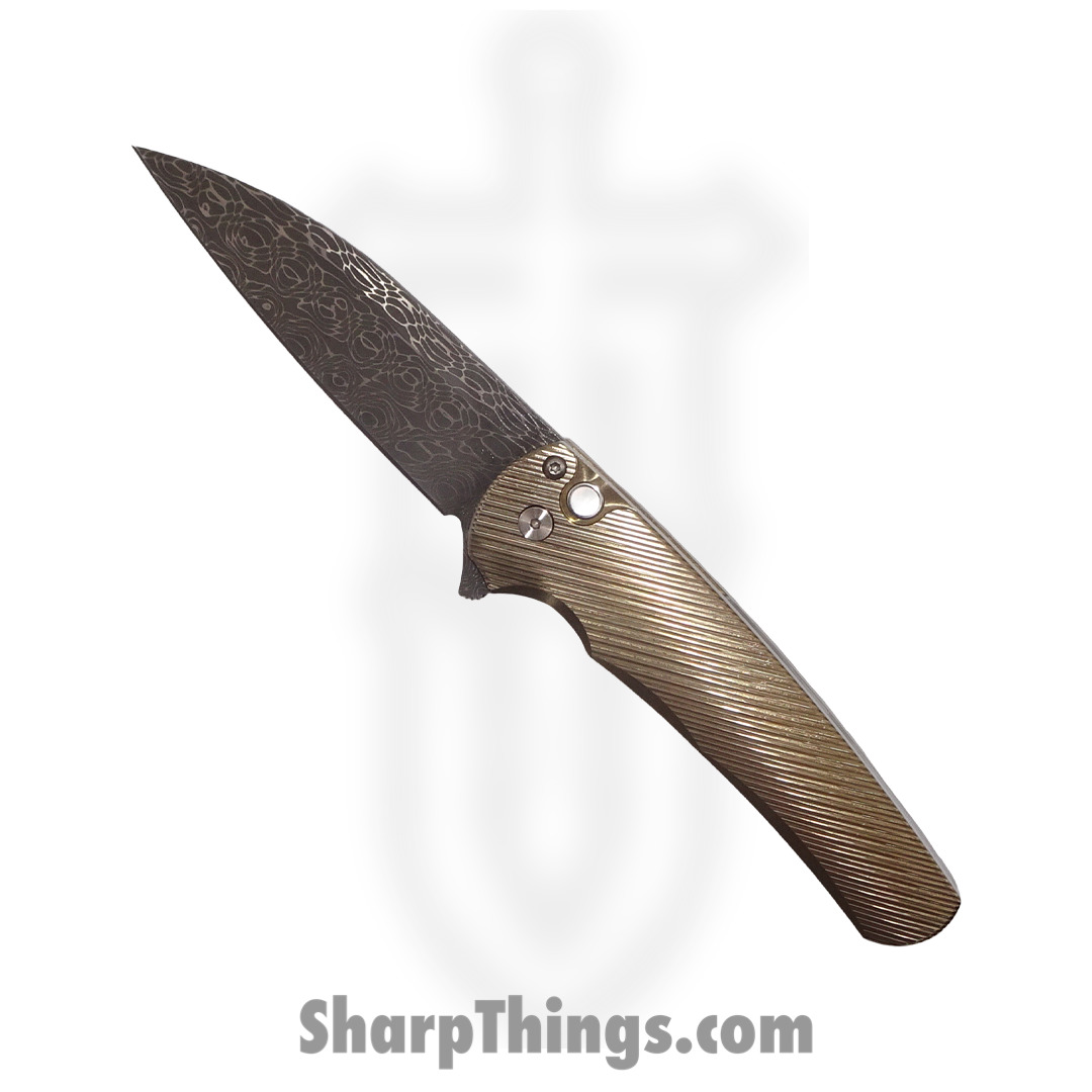 ProTech - Malibu 2023.004 - Ti. Custom Malibu - Folding Knife - Vegas Forge Damascus Damascus Wharncliffe - Titanium - Bronze