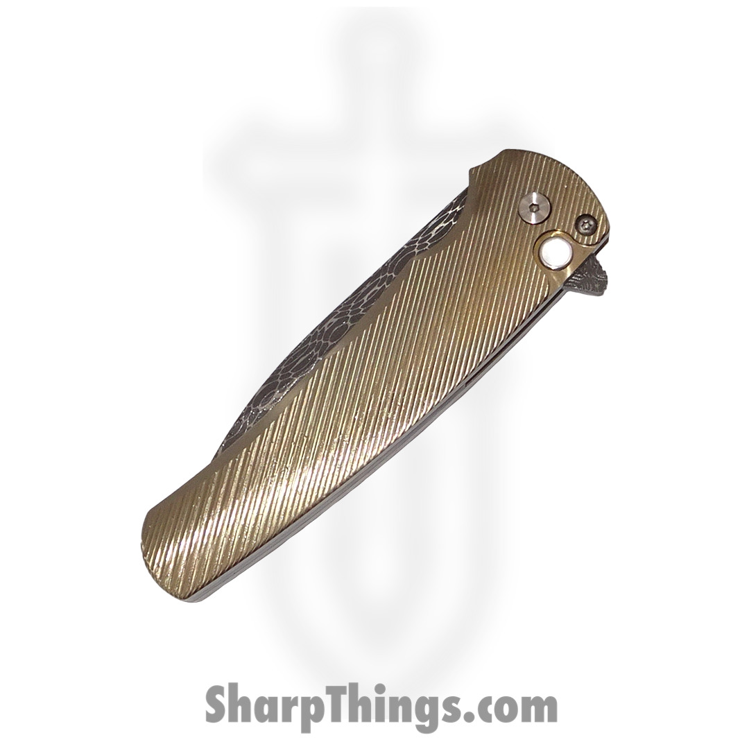 ProTech - Malibu 2023.004 - Ti. Custom Malibu - Folding Knife - Vegas Forge Damascus Damascus Wharncliffe - Titanium - Bronze - Image 2