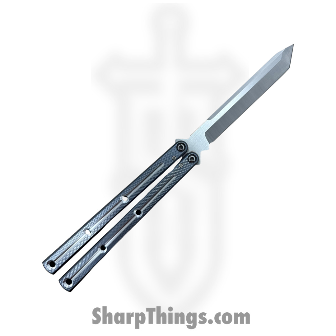 Squid Industries - 09TNALSA02GM - Krake Raken Tanto V2.5 Dual-Tone Balisong Knife - AEB-L 7075 - Gunmetal and Silver - Image 4
