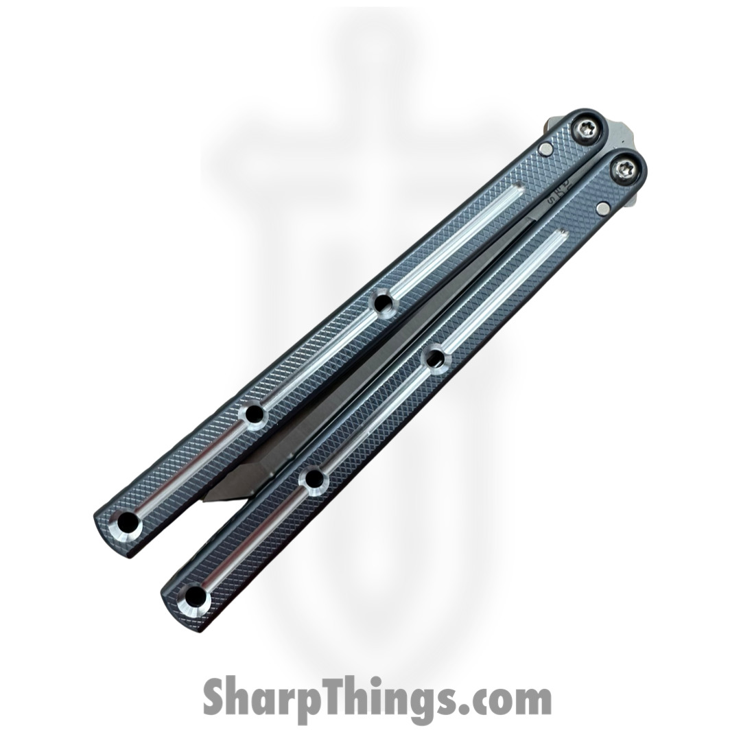 Squid Industries - 09TNALSA02GM - Krake Raken Tanto V2.5 Dual-Tone Balisong Knife - AEB-L 7075 - Gunmetal and Silver - Image 3