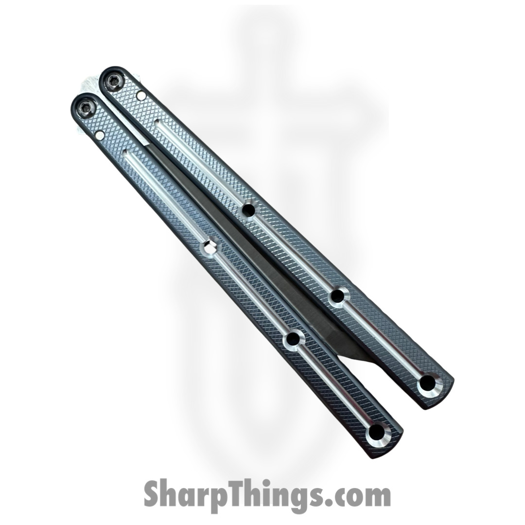 Squid Industries - 09TNALSA02GM - Krake Raken Tanto V2.5 Dual-Tone Balisong Knife - AEB-L 7075 - Gunmetal and Silver - Image 2