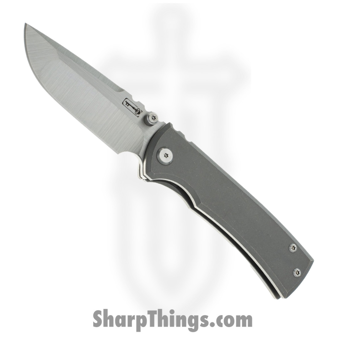 Chaves Knives - ST-RDP-SWTI-BF - Rendencion Street Framelock - Folding Knife - M390 Stonewash Drop Point - Titanium - Stonewash