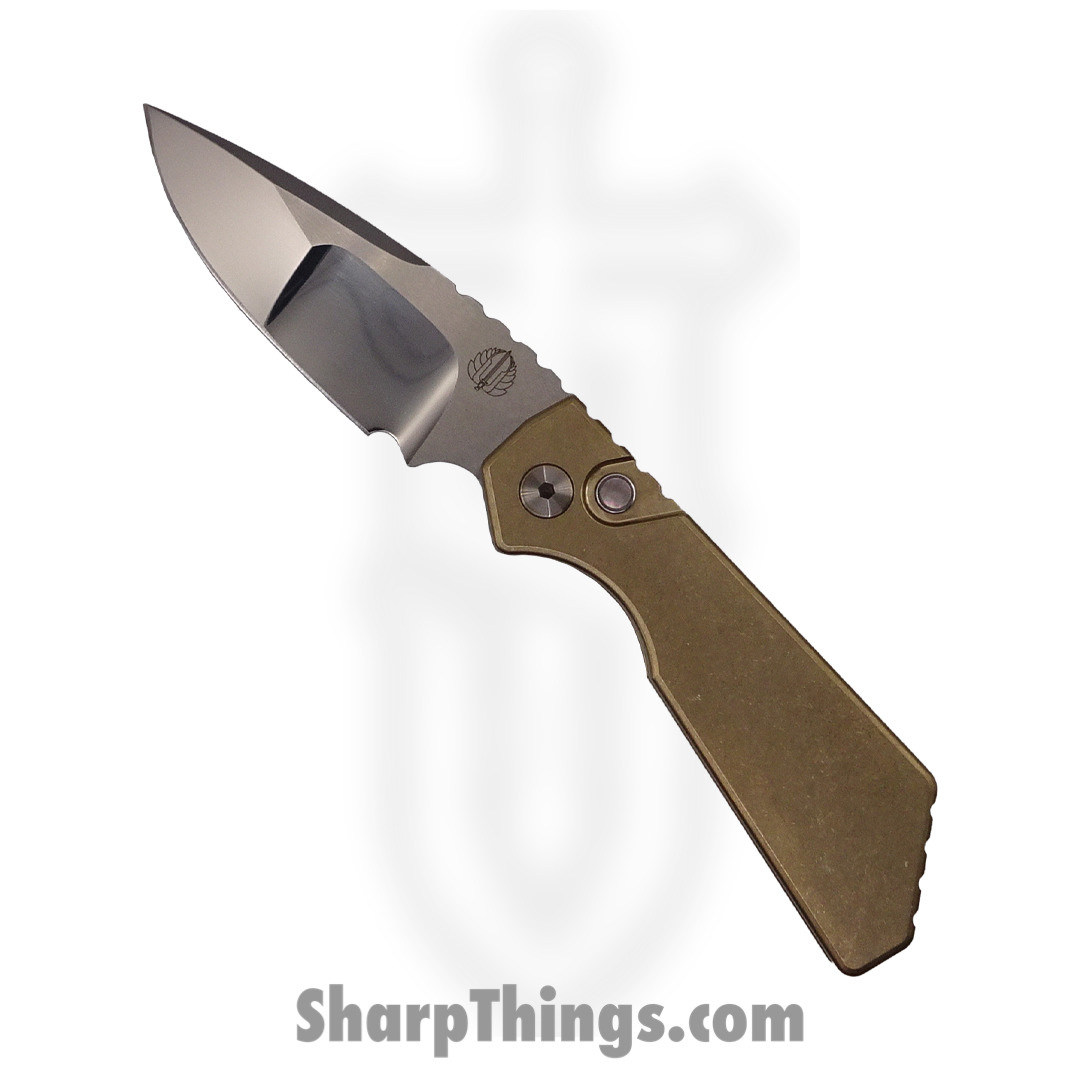 ProTech - 2023 Strider PT+.001 - 2023 Strider PT+ Custom - Automatic Knife - Irie Hand Compound Ground and polished - SW ALBronze - MOP Button