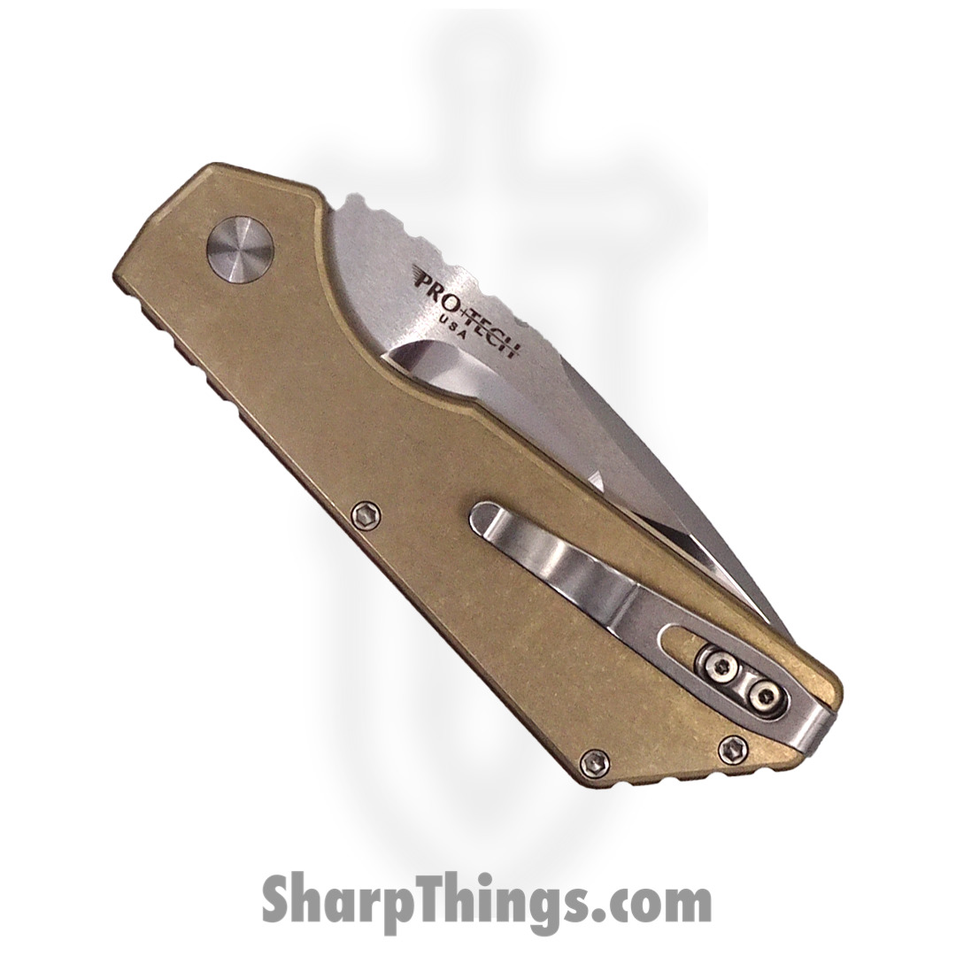 ProTech - 2023 Strider PT+.001 - 2023 Strider PT+ Custom - Automatic Knife - Irie Hand Compound Ground and polished - SW ALBronze - MOP Button - Image 2