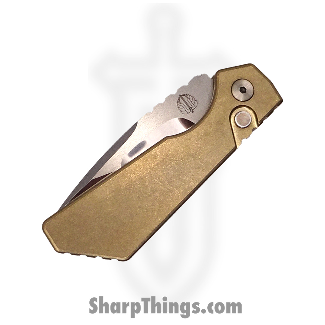 ProTech - 2023 Strider PT+.001 - 2023 Strider PT+ Custom - Automatic Knife - Irie Hand Compound Ground and polished - SW ALBronze - MOP Button - Image 3