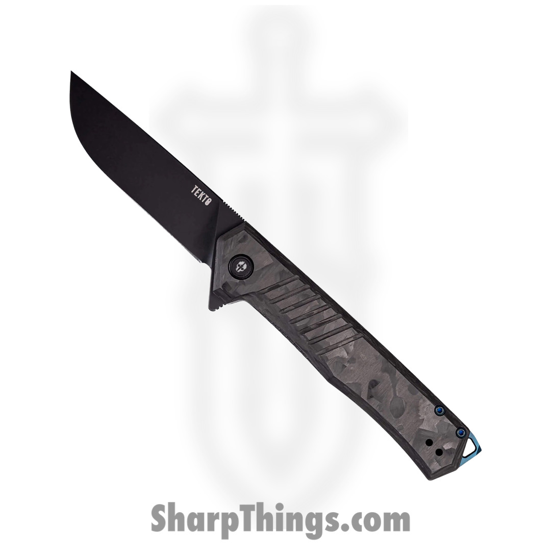 Tekto - TKF1AFGCBBL - F1 Alpha - Folding Knife - D2 Coated Drop Point - Carbon Fiber - Black Blue