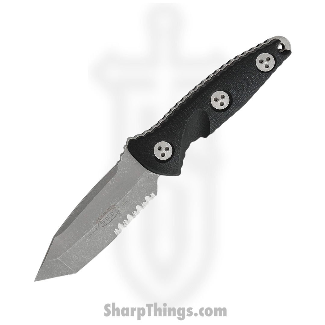Microtech - 114M-11AP - Mini Socom Alpha - Fixed Blade Knife - Elmax, M390, 204P Apocalyptic Tanto - G10 - Black