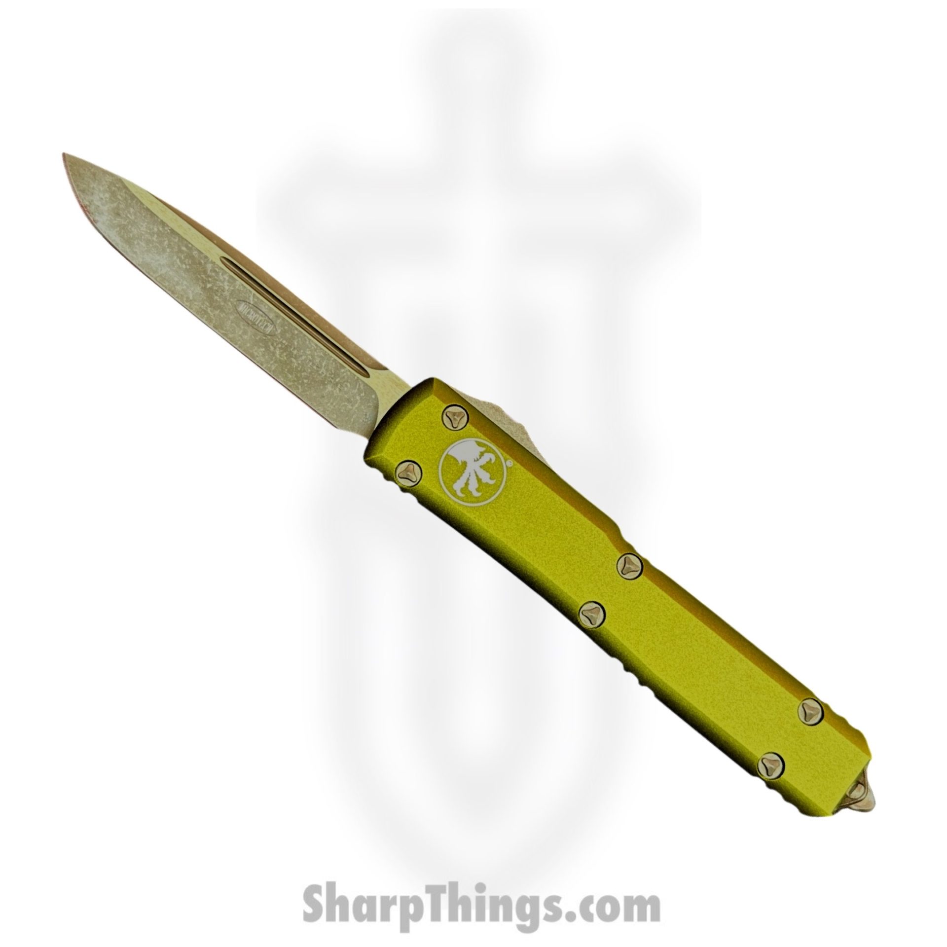 Microtech - 121-13APOD - Ultratech - OTF Auto - Elmax, M390, 204P Apocalyptic Drop Point - 6061-T6 Aluminum - OD Green