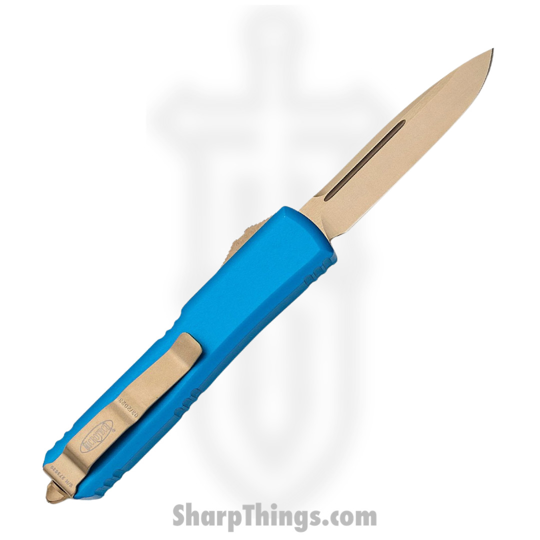 Microtech - 121-13BL - Ultratech - OTF Auto - Elmax, M390, 204P Bronze Drop Point - 6061-T6 Aluminum - Blue - Image 2