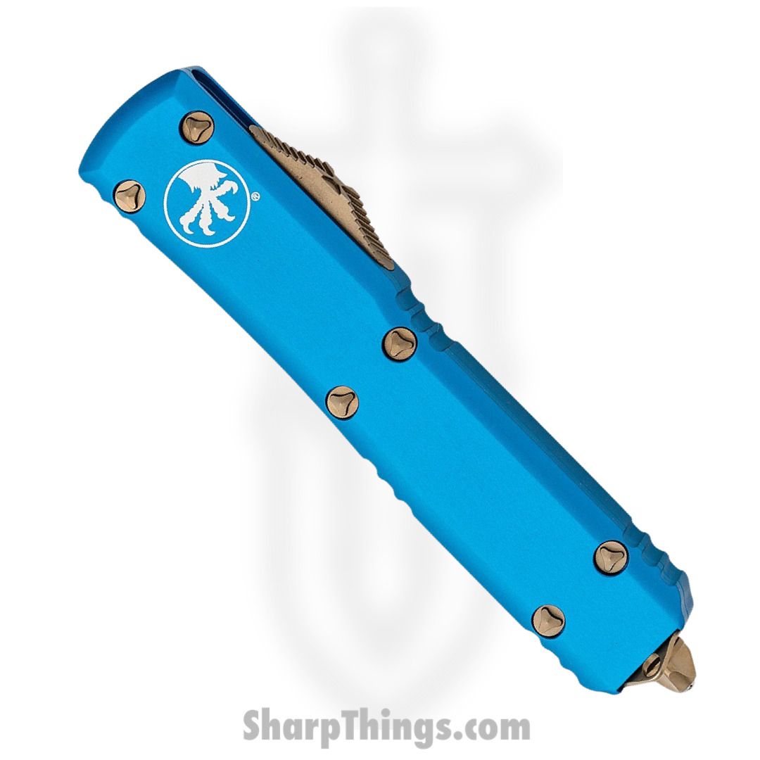 Microtech - 121-13BL - Ultratech - OTF Auto - Elmax, M390, 204P Bronze Drop Point - 6061-T6 Aluminum - Blue - Image 3