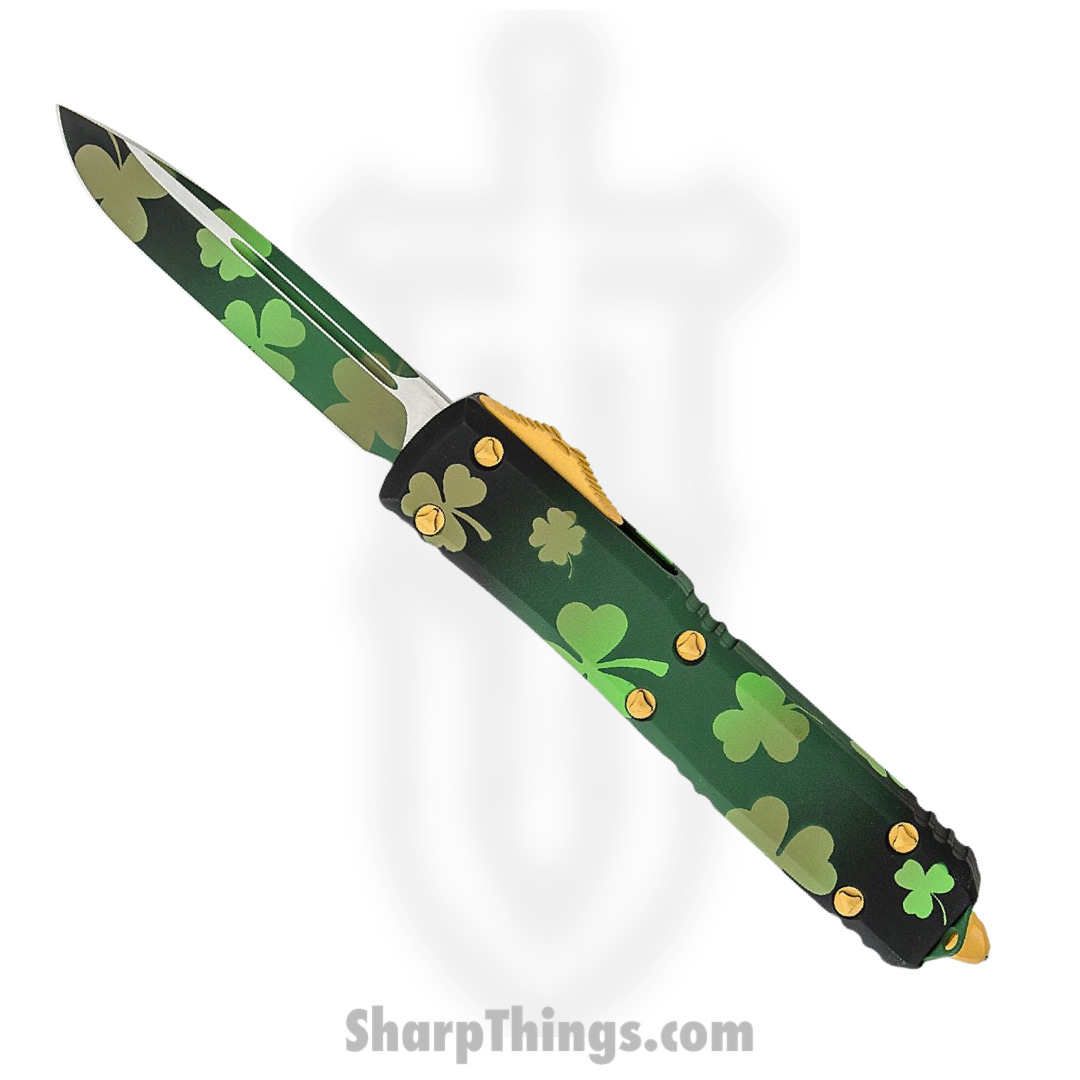 Microtech - 121-1SPDS - Ultratech Signature Series Tactical Automatic OTF Knife - Green Lucky Clover