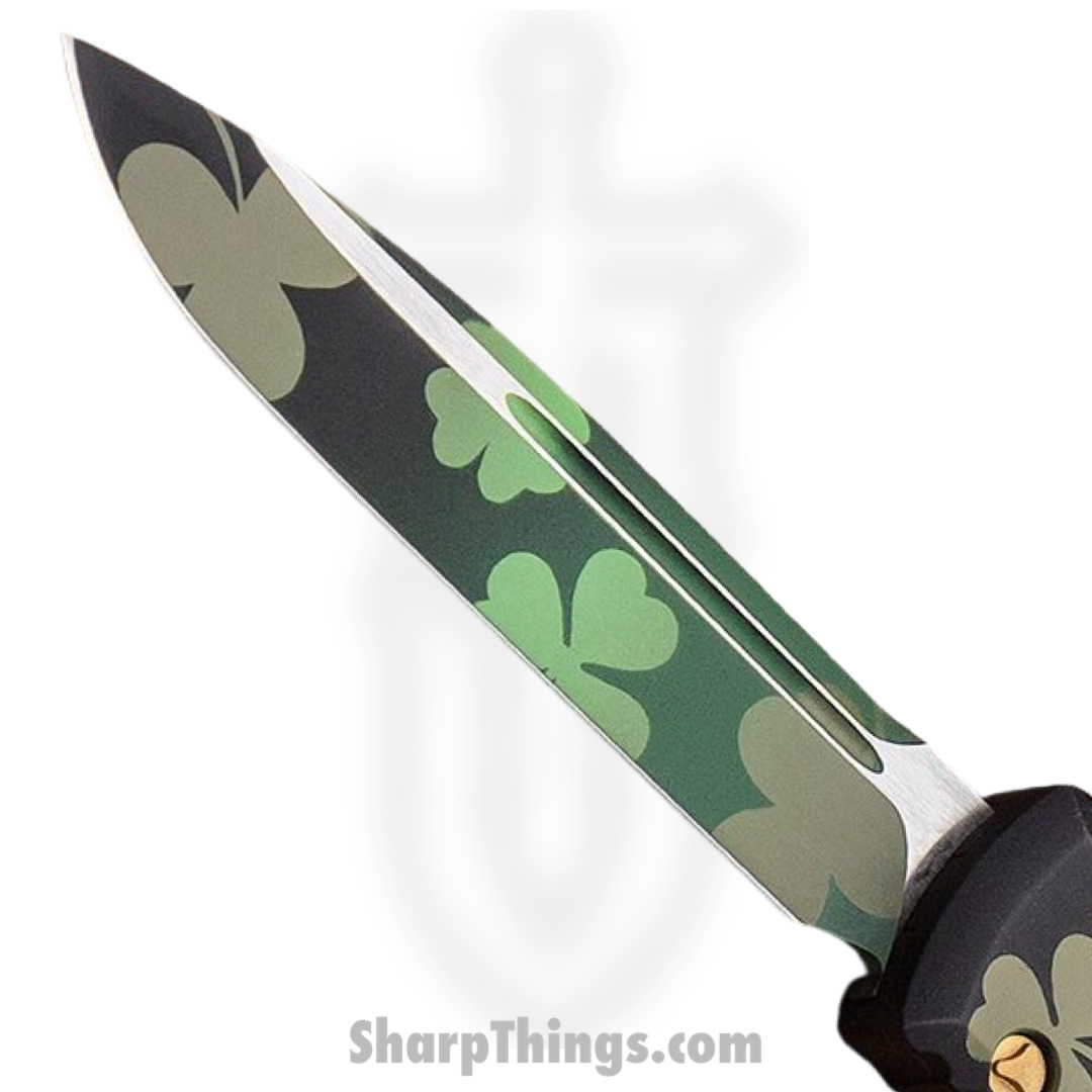 Microtech - 121-1SPDS - Ultratech Signature Series Tactical Automatic OTF Knife - Green Lucky Clover - Image 2