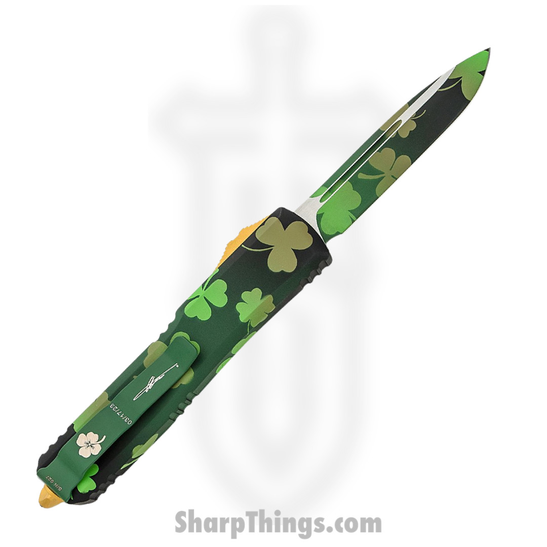 Microtech - 121-1SPDS - Ultratech Signature Series Tactical Automatic OTF Knife - Green Lucky Clover - Image 5