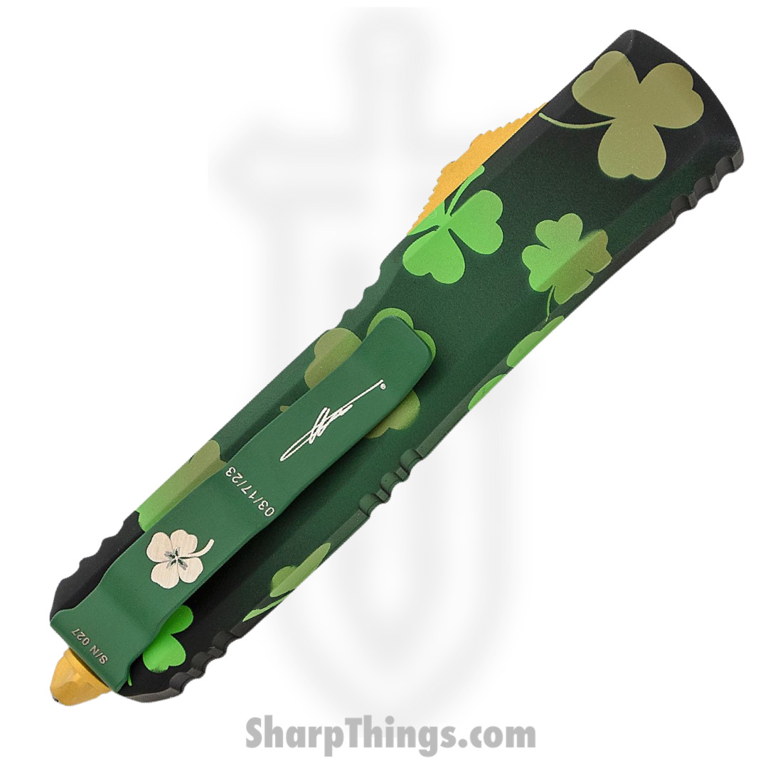 Microtech - 121-1SPDS - Ultratech Signature Series Tactical Automatic OTF Knife - Green Lucky Clover - Image 3