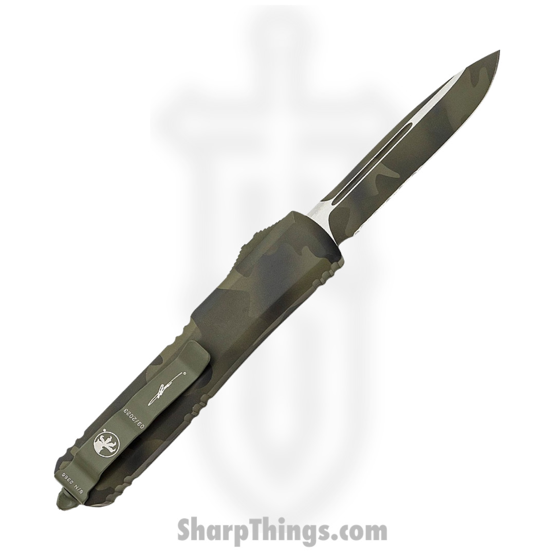 Microtech - 121-2OCS - Ultratech - OTF Auto - Elmax. M390, 204P Two Tone Drop Point - 6061-T6 Aluminum - OD Green Camo - Image 2