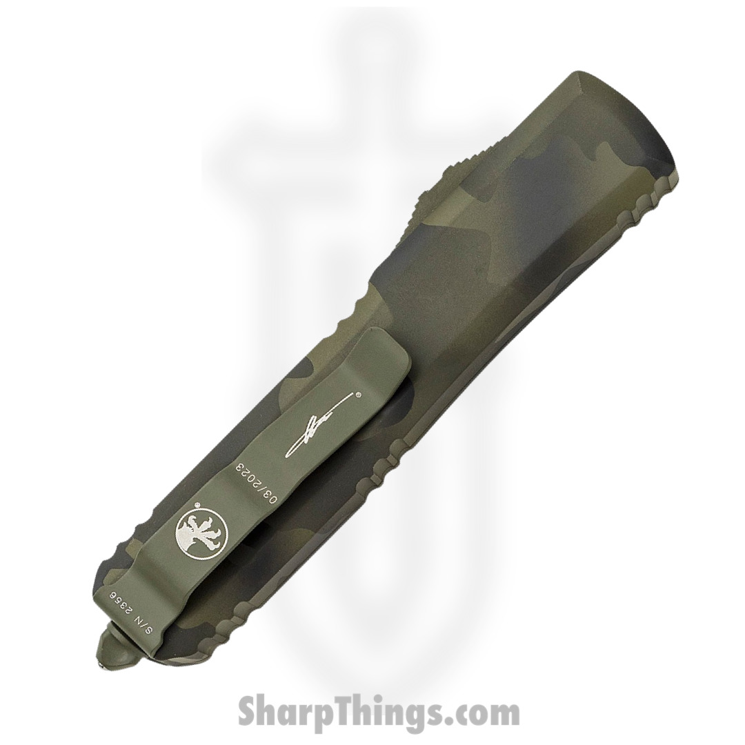 Microtech - 121-2OCS - Ultratech - OTF Auto - Elmax. M390, 204P Two Tone Drop Point - 6061-T6 Aluminum - OD Green Camo - Image 4