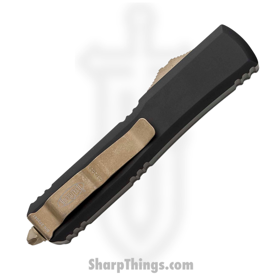 Microtech - 122-15AP - Ultratech - OTF Auto - Elmax. M390, 204P Bronze Apocalyptic Dagger - 6061-T6 Aluminum - Black - Image 3