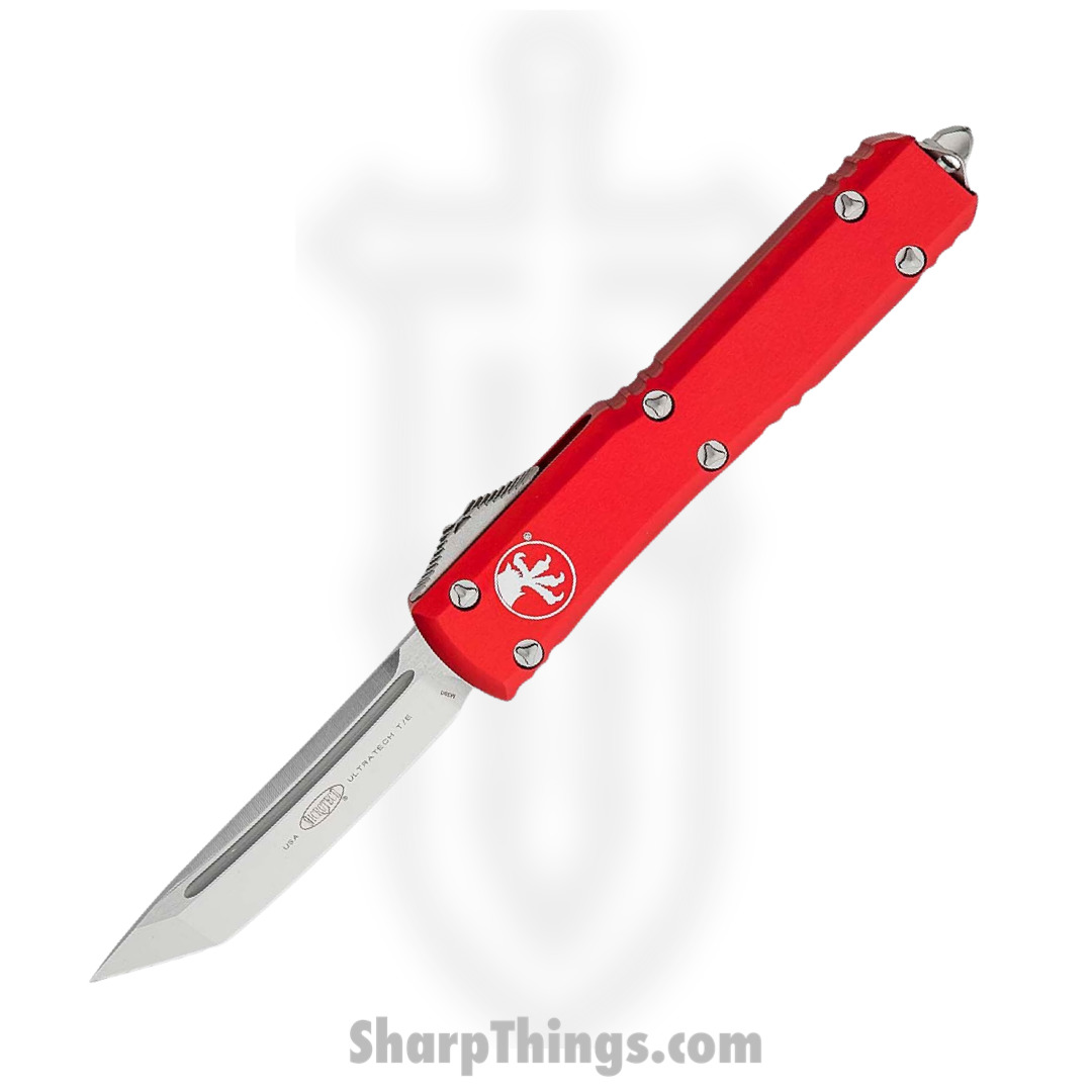 Microtech - 123-4RD - Ultratech - OTF Auto - Elmax. M390, 204P Satin Tanto - 6061-T6 Aluminum - Red