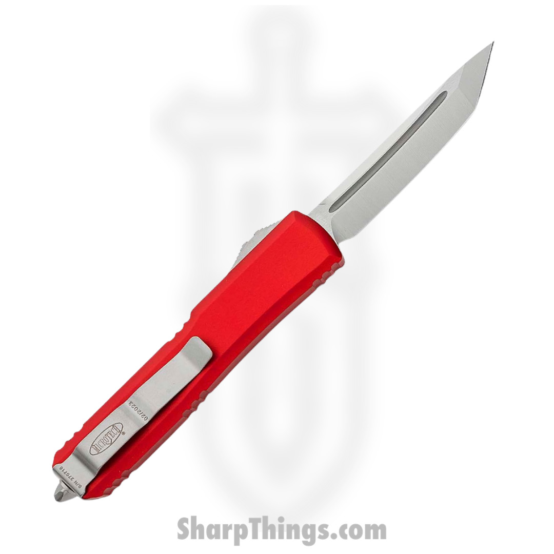 Microtech - 123-4RD - Ultratech - OTF Auto - Elmax. M390, 204P Satin Tanto - 6061-T6 Aluminum - Red - Image 2