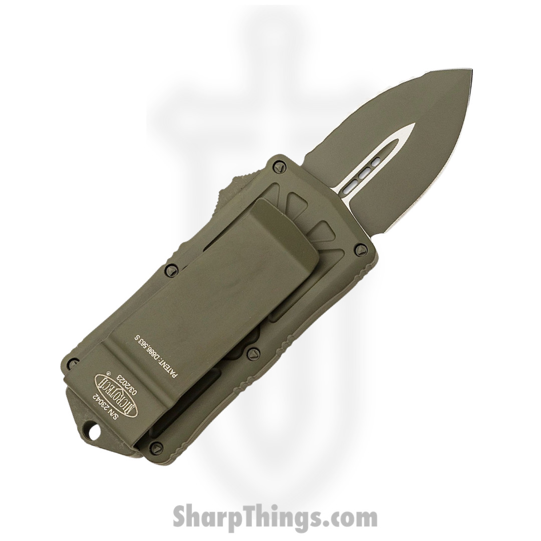 Microtech - 157-3COD - Exocet Money Clip - OTF Auto - Elmax, M390, 204P Coated Dagger - 6061-T6 Aluminum - OD Green - Image 2