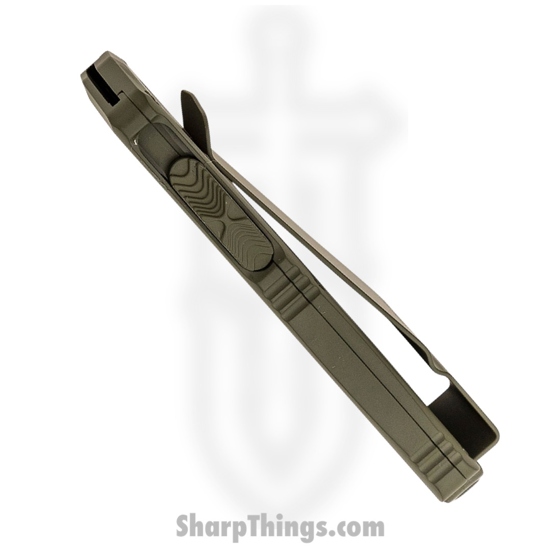 Microtech - 157-3COD - Exocet Money Clip - OTF Auto - Elmax, M390, 204P Coated Dagger - 6061-T6 Aluminum - OD Green - Image 5