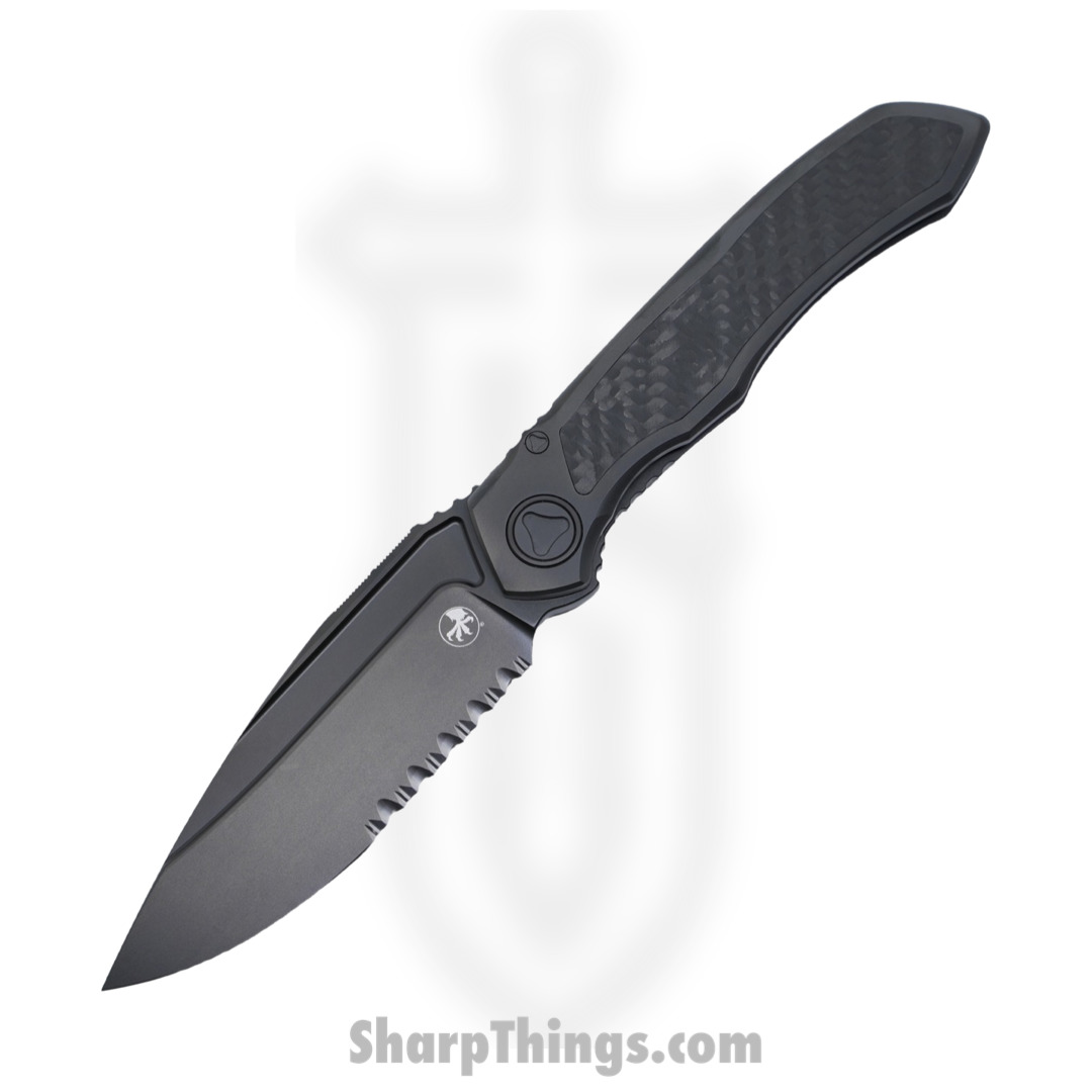 Microtech - 190C-2DLCTCFITI - Anax - Folding Knife - M390 Coated Drop Point P/S - Titanium/CF Inlay - Black