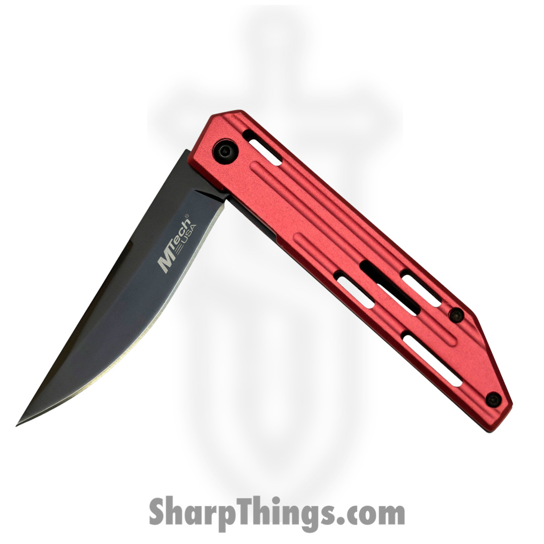 MTech Knives - MTA1200RD - Spring Assisted Linerlock - Folding Knife - 3Cr13 Coated Drop Point - Aluminum - Red - Image 3