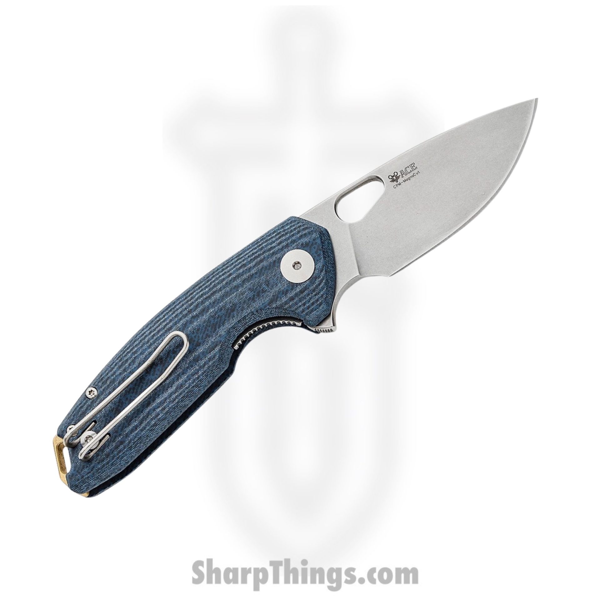 GiantMouse - TRIBECA-DENIM-MICARTA - Ace Tribeca Knife - Folding Knife - Magnacut Stonewash Drop Point - Micarta - Denim Blue - Image 2