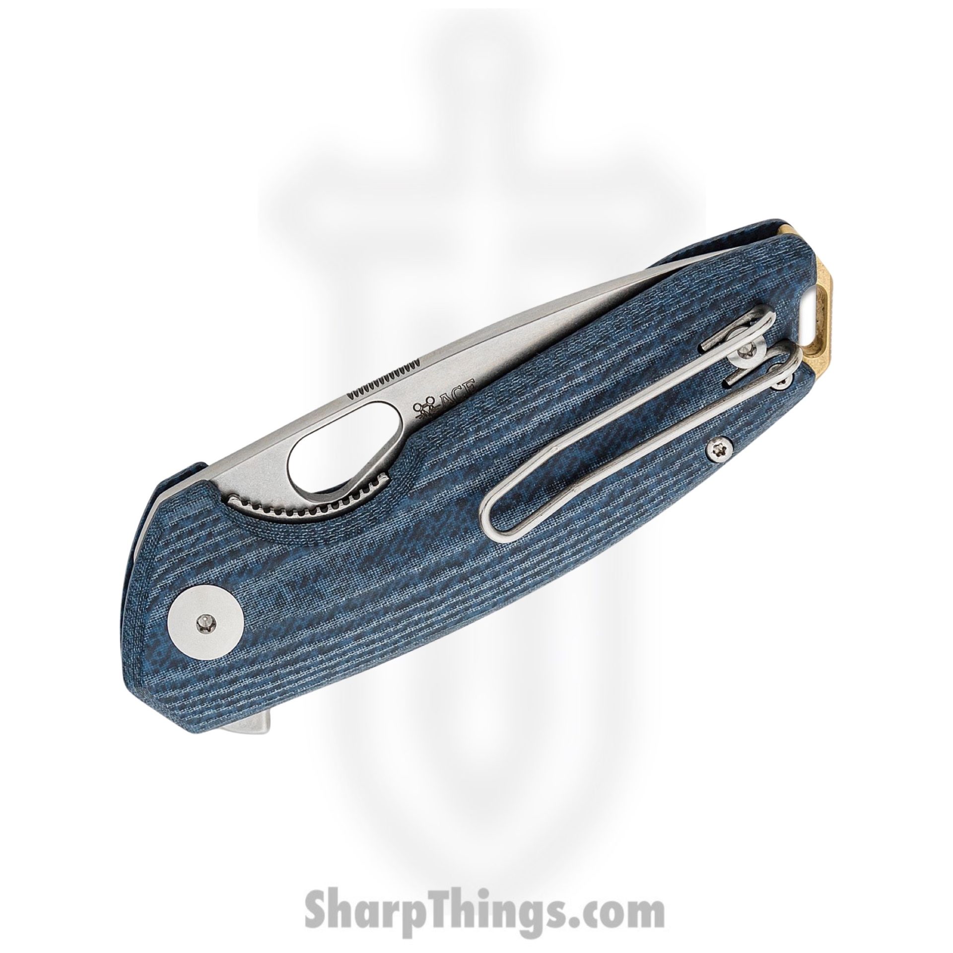 GiantMouse - TRIBECA-DENIM-MICARTA - Ace Tribeca Knife - Folding Knife - Magnacut Stonewash Drop Point - Micarta - Denim Blue - Image 4