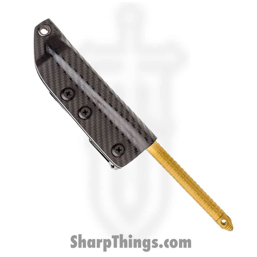 Microtech - 112-1TINS - TAC-P Spike with Glass Breaker - Fixed Blade Knife - 410 SS Coated Spike - Stainless - Gold - Image 2