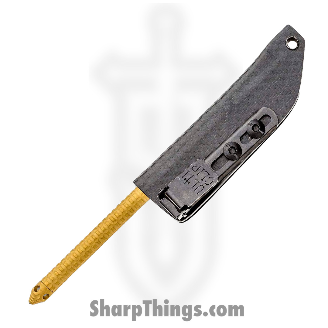 Microtech - 112-1TINS - TAC-P Spike with Glass Breaker - Fixed Blade Knife - 410 SS Coated Spike - Stainless - Gold - Image 3