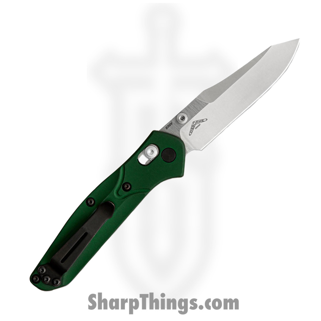 Benchmade - 940 - Osborne - Folding Knife - S30V Satin Modified Reverse Tanto - Aluminum - Green - Image 2
