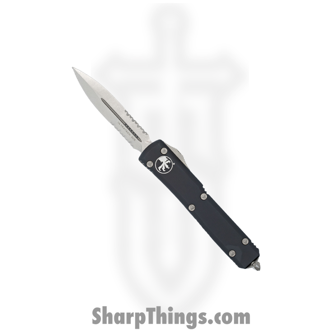 Microtech - 122-11 - Ultratech P/S - OTF Auto - Stonewash Dagger - 6061-T6 Aluminum - Black