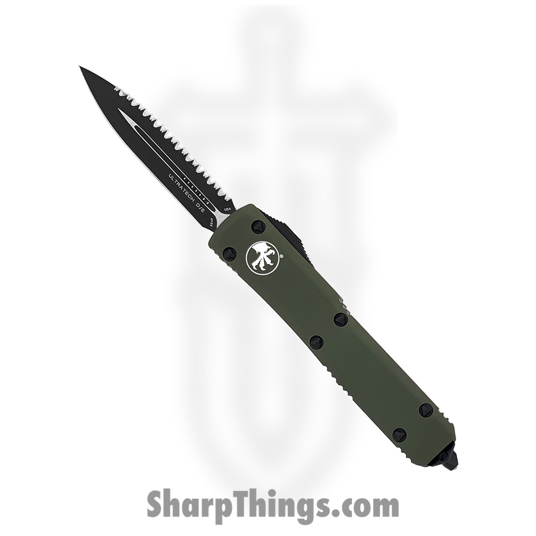 Microtech - 122-3OD - Ultratech - OTF Auto - Elmax, M390, 204P Coated Dagger - 6061-T6 Aluminum - OD Green