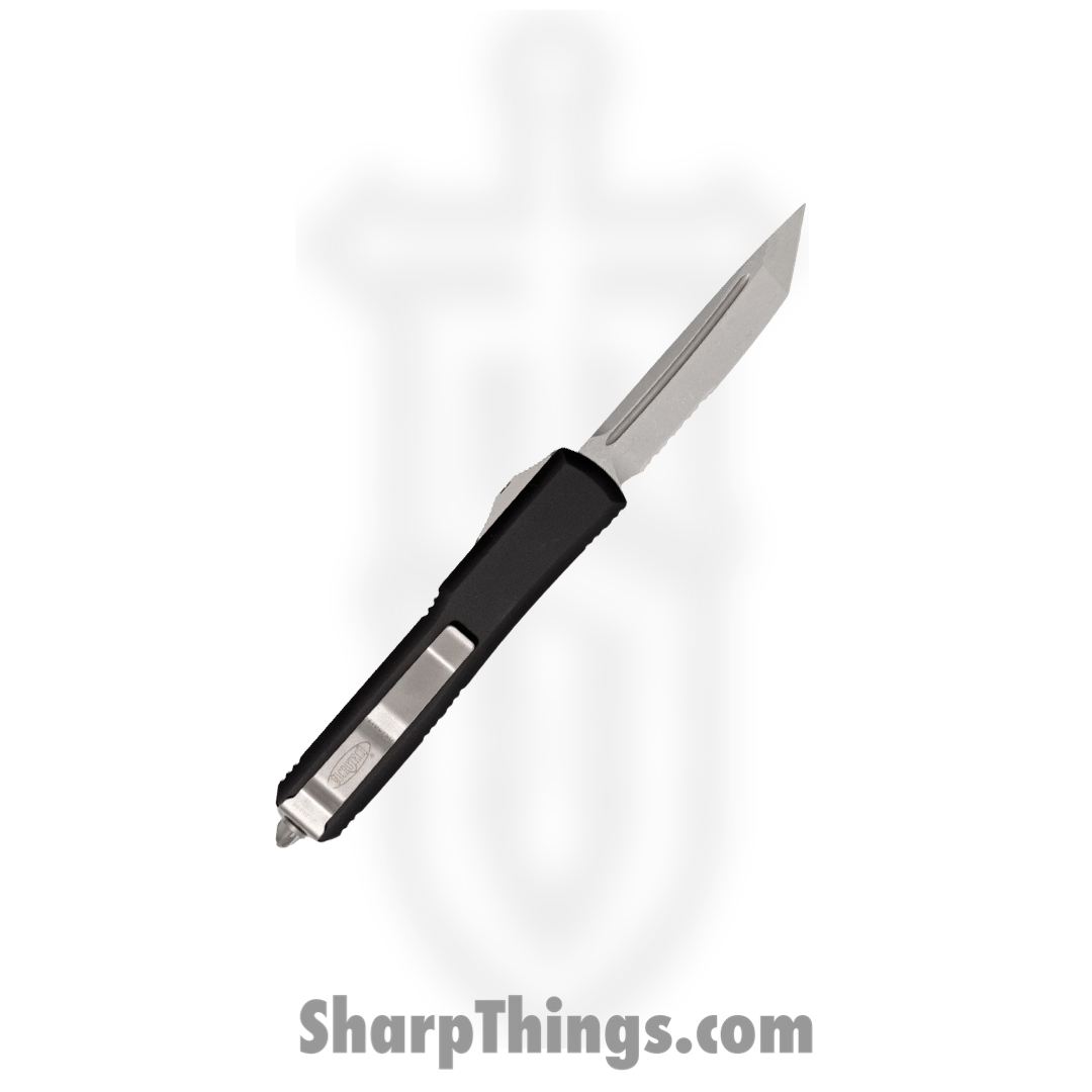 Microtech - 123-11 - Ultratech T/E Partially Serrated Combo - OTF Auto - Bohler Elmax, M390, or 204P Stonewash Tanto - 6061-T6 Aluminum - Black - Image 2