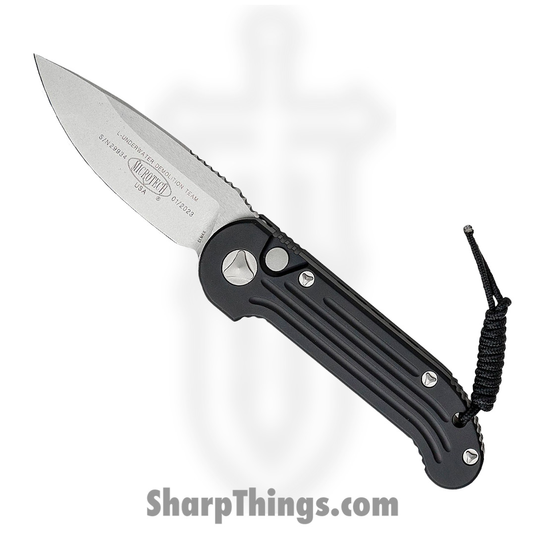 Microtech - 135-10 - LUDT - Automatic Knife - Stonewash Standard Edge Knife - 6061-T6 Aluminum - Black
