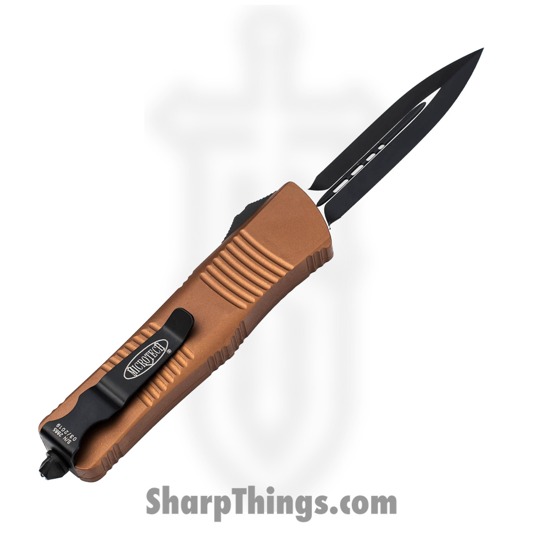 Microtech - 138-1TA - Troodon - OTF Auto - Elmax, M390, 204P Coated Dagger - 6061-T6 Aluminum - Tan - Image 2