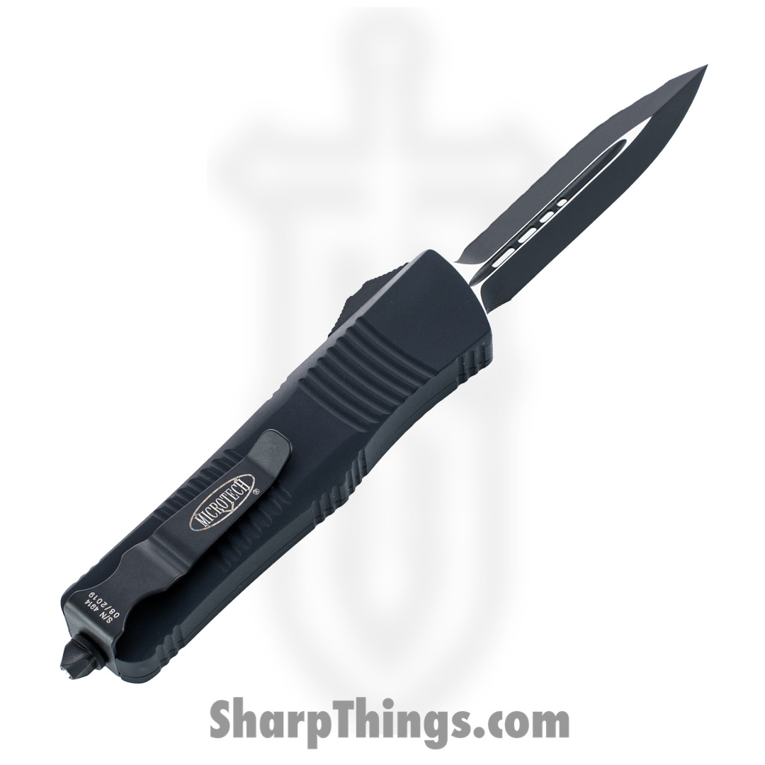 Microtech - 138-3T - Troodon Tactical - OTF Auto - Elmax, M390, 204P Coated Dagger - 6061-T6 Aluminum - Black - Image 2