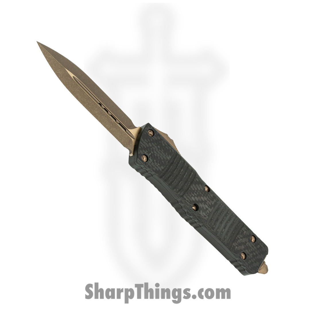 Microtech - 142-13APCFS - Combat Troodon - OTF Auto - Elmax, M390, 204P Bronze Apocalyptic Dagger - Carbon Fiber/Aluminum - Black