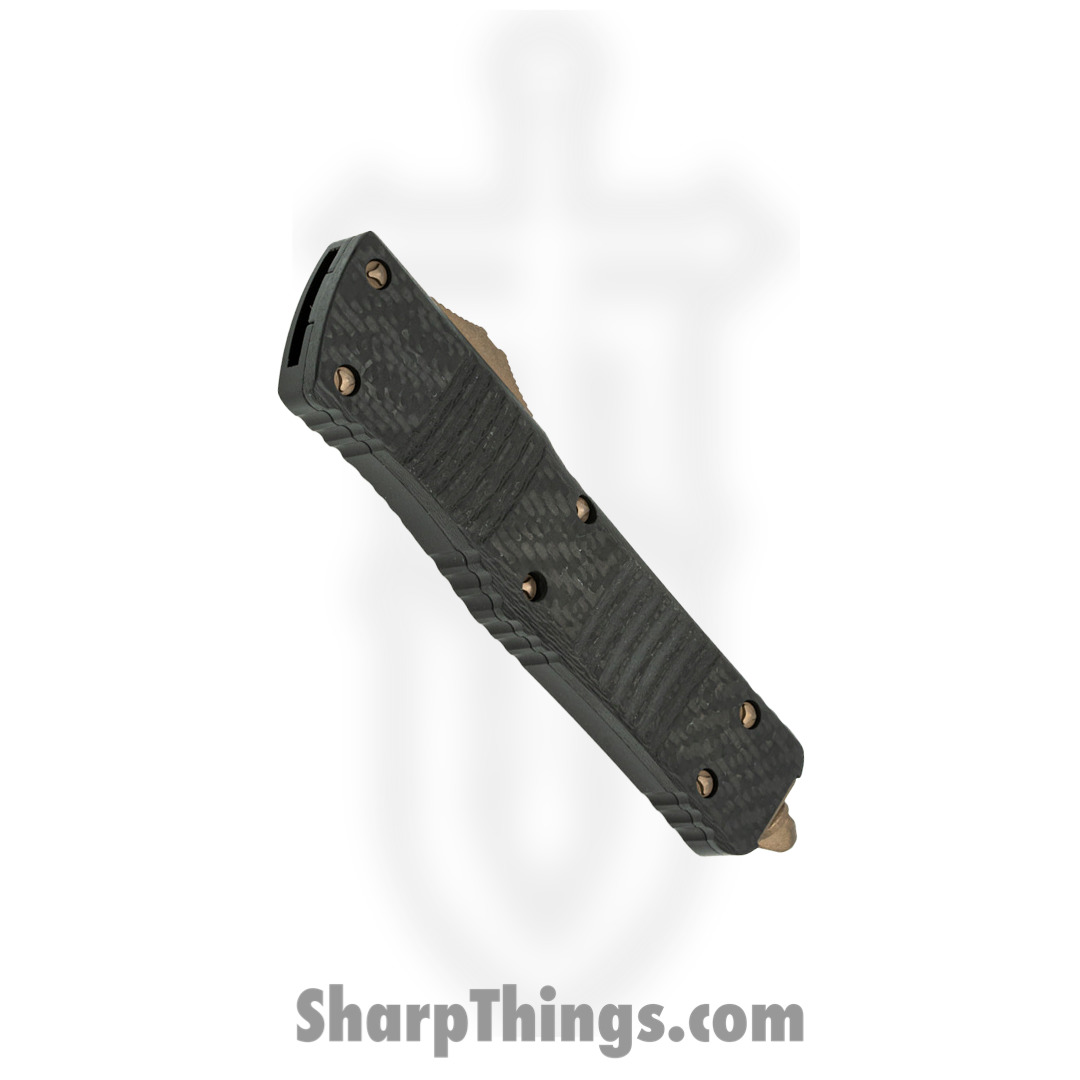 Microtech - 142-13APCFS - Combat Troodon - OTF Auto - Elmax, M390, 204P Bronze Apocalyptic Dagger - Carbon Fiber/Aluminum - Black - Image 3