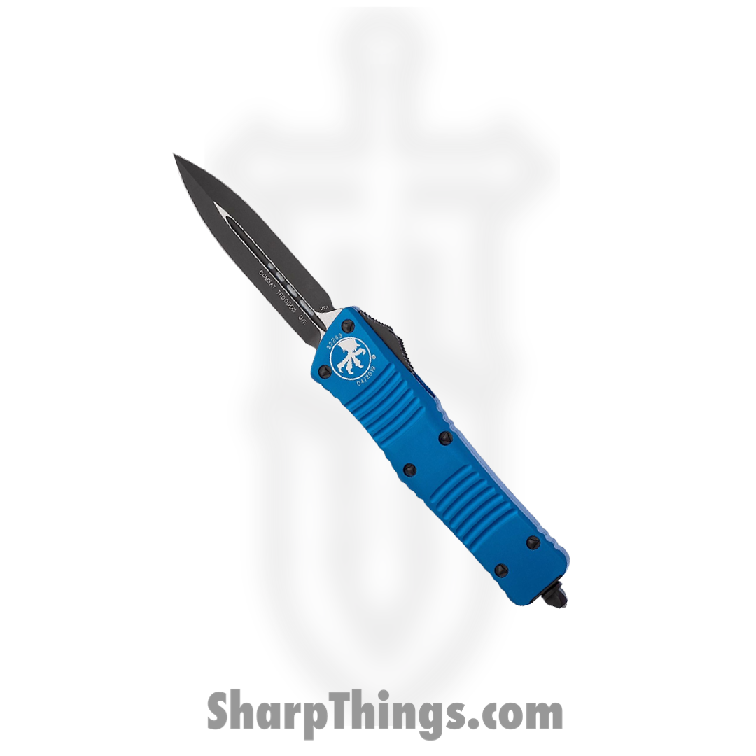 Microtech - 142-1BL - Combat Troodon - OTF Auto - Elmax, M390, 204P Coated Dagger - 6061-T6 Aluminum - Blue