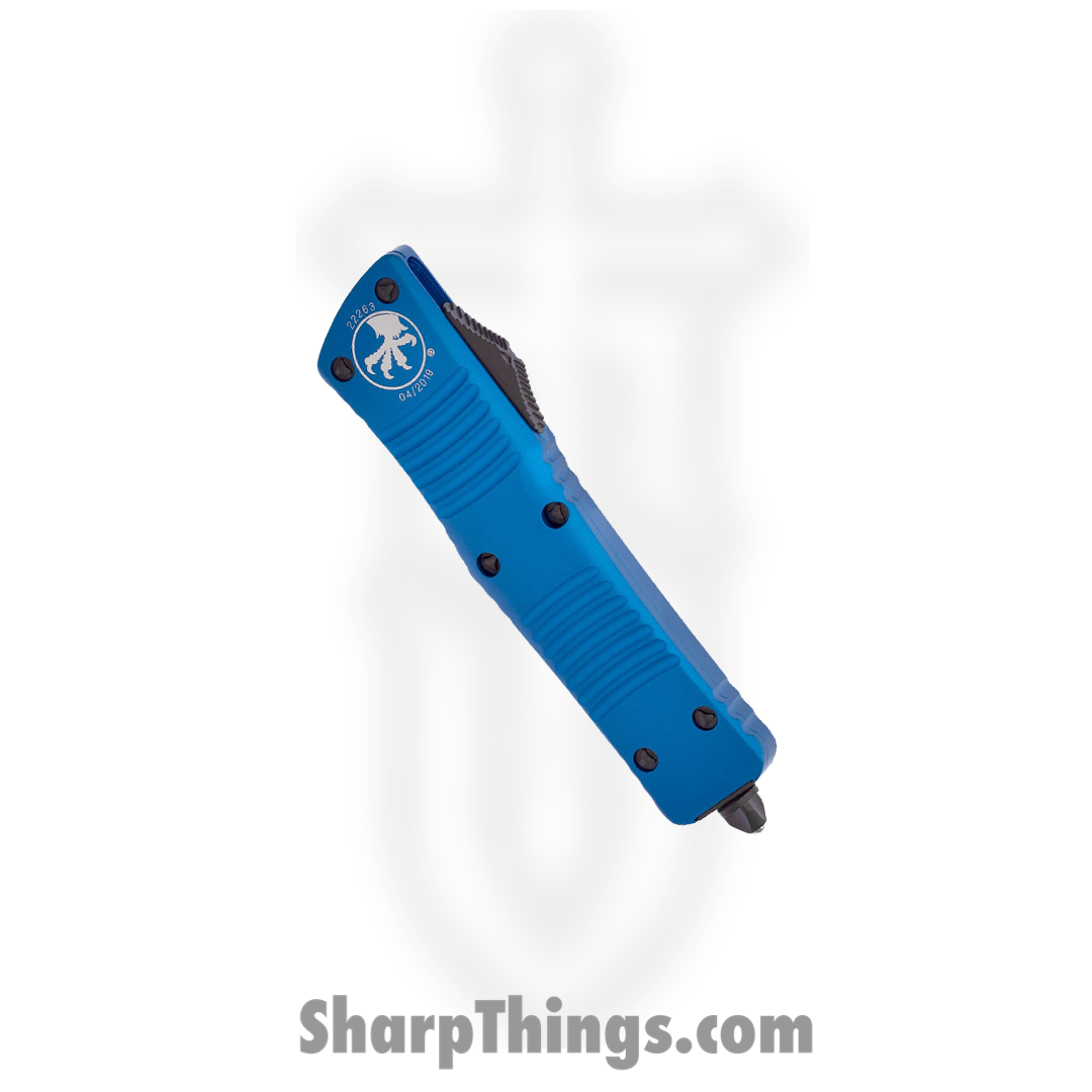 Microtech - 142-1BL - Combat Troodon - OTF Auto - Elmax, M390, 204P Coated Dagger - 6061-T6 Aluminum - Blue - Image 2