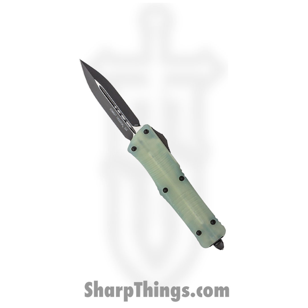 Microtech - 142-1GTJGS - Combat Troodon Signature Series - OTF Auto - Elmax, M390, 204P Coated Dagger - G10/Aluminum - Jade/Black