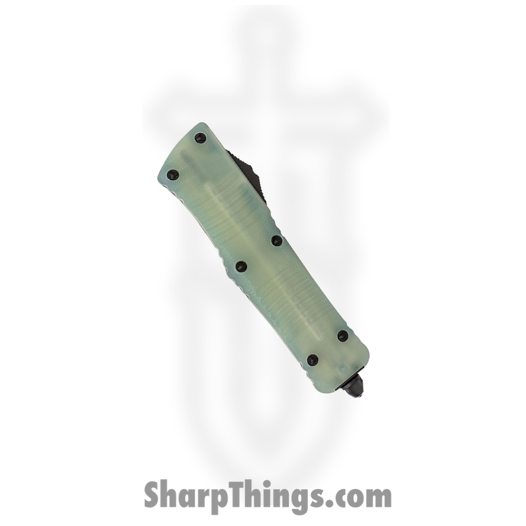 Microtech - 142-1GTJGS - Combat Troodon Signature Series - OTF Auto - Elmax, M390, 204P Coated Dagger - G10/Aluminum - Jade/Black - Image 3